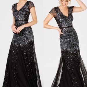 Adrianna Papell Plus size beaded cap sleeves gown New WITH TAGS